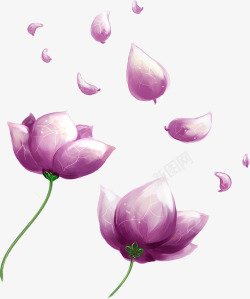 手绘紫色花朵分层素材