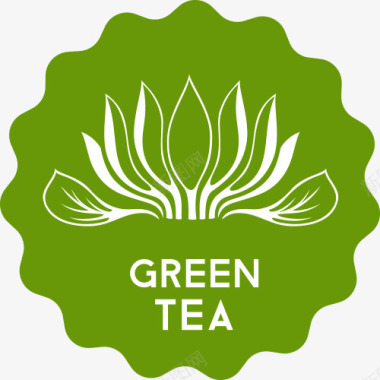 创意绿色树枝茶叶图标图标