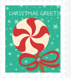 圣诞节棒棒糖糖果邮票矢量图素材