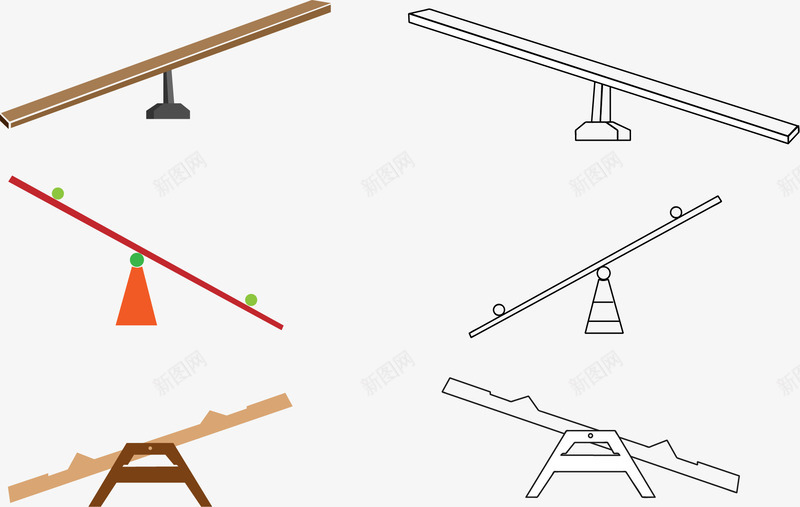 六种卡通手绘风格跷跷板png免抠素材_88icon https://88icon.com 儿童乐园 卡通 游乐园 玩具 翘翘板 跷跷板