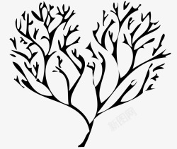 黑白色的心形树枝组成的心形高清图片