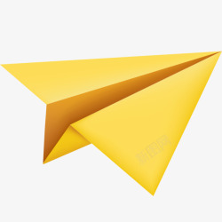 黄色纸飞机透明背景素材