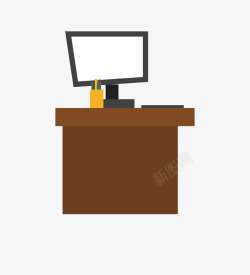商务桌子与电脑的组合素材