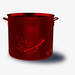 金属汤锅红色家用锅具高清图片