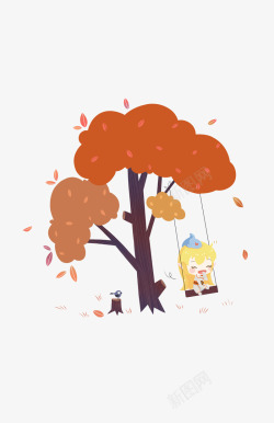 卡通涂鸦秋天植物树木素材