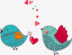 求爱的小鸟矢量图素材