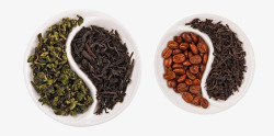 安化黑茶与咖啡豆素材