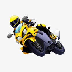手绘黄色炫酷摩托车素材