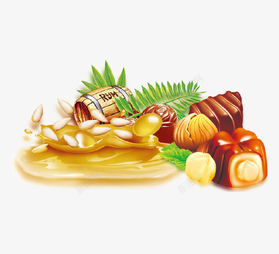 欧式小零食元素png免抠素材_88icon https://88icon.com 坚果 小食品 果酱 糖果 蜂蜜