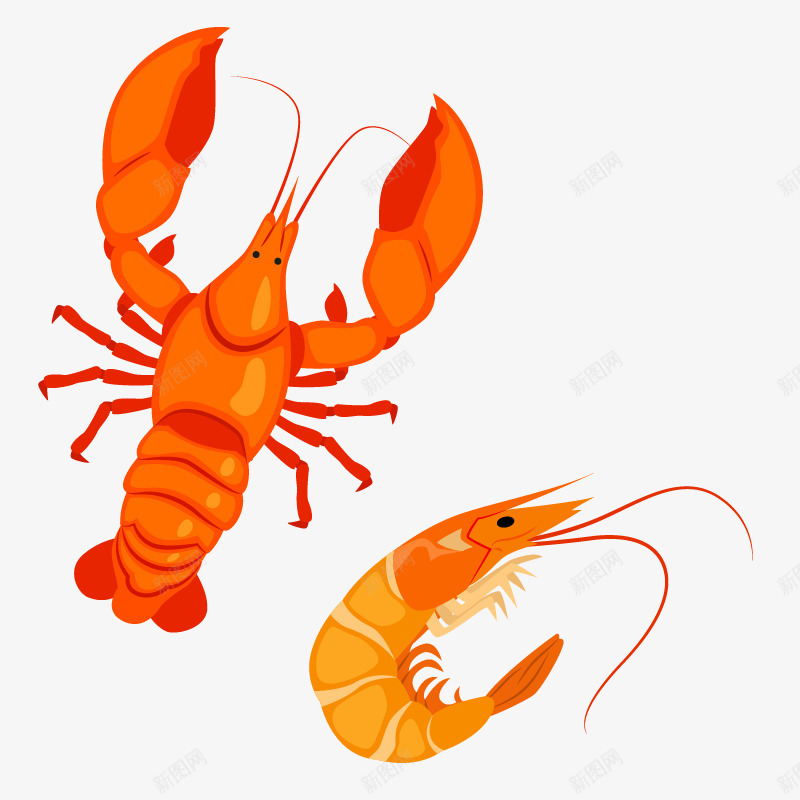 红色大虾组合矢量图ai免抠素材_88icon https://88icon.com 海洋生物 矢量海鲜 虾类 矢量图