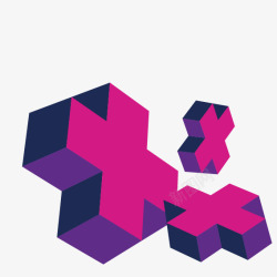 紫色立体方块排列组合矢量图素材