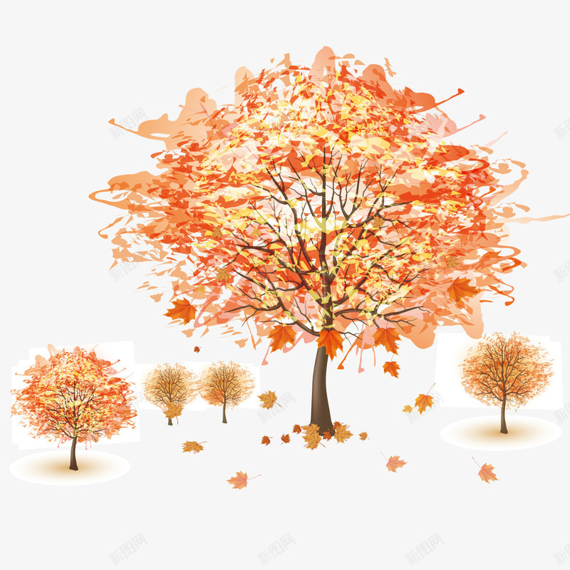 美丽的秋天树背景png免抠素材_88icon https://88icon.com 叶子 山 树叶 秋天背景 背景图 黄色叶子