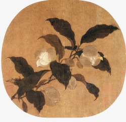 手绘中国画古代棉花素材