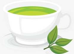 夏季绿色茶叶茶杯矢量图素材