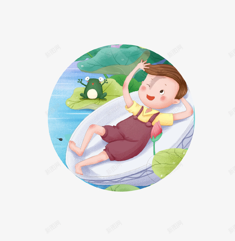 卡通手绘夏至图标psd免抠素材_88icon https://88icon.com 创意设计 卡通 图标 夏季 夏至 池塘 荷叶 青蛙