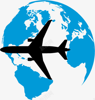 地球飞机和飞行航线png免抠素材_88icon https://88icon.com 世界地图 矢量地球 航线 航行 蓝色地球 飞机