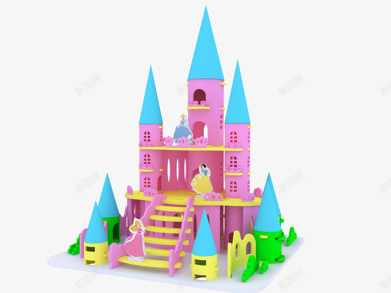 拼装玩具png免抠素材_88icon https://88icon.com 城堡 楼梯 窗户 粉色 迪斯尼城堡