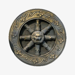 古代交通工具铜制古代车轮高清图片