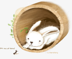 可爱的兔子在空心树里素材