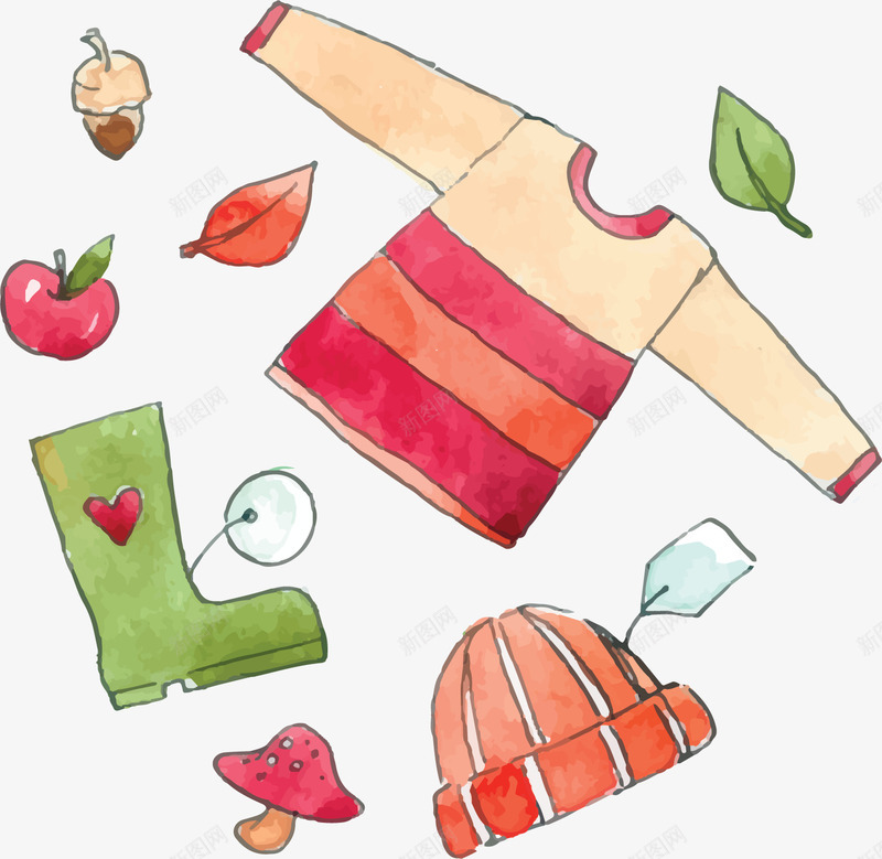 秋天手绘衣物促销矢量图ai免抠素材_88icon https://88icon.com 电商促销 矢量png 秋天 秋天衣物 秋季促销 衣物促销 矢量图