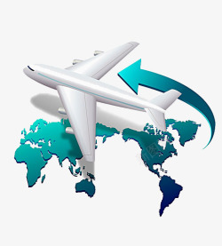 手绘飞机全球市场定位素材