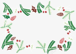 圣诞节绿色卡通树枝边框矢量图素材