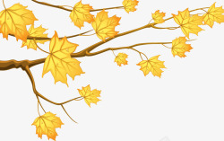 卡通秋天黄色叶子树枝素材