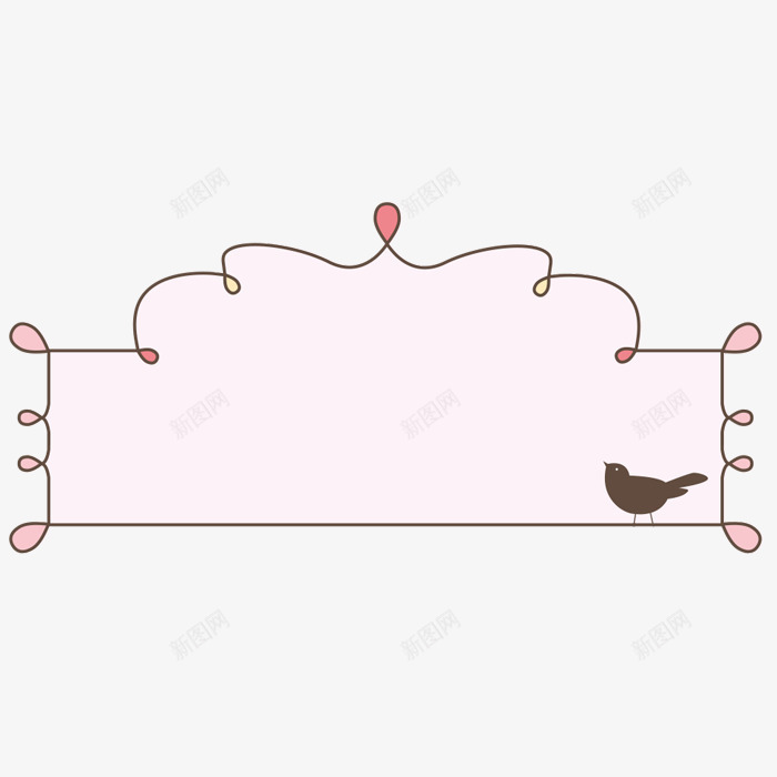 粉色边框小鸟png免抠素材_88icon https://88icon.com 创意 剪影 卡通 小鸟 粉色 线条 边框 黑色
