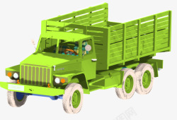 老式卡车绿色玩具卡车高清图片