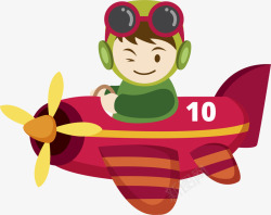 儿童节开飞机的小男孩素材