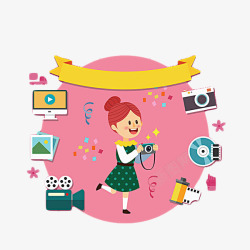 小女孩的摄影爱好素材