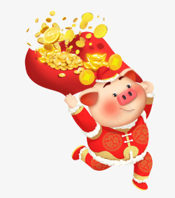 奔跑的猪奔跑的新年福猪卡通图高清图片