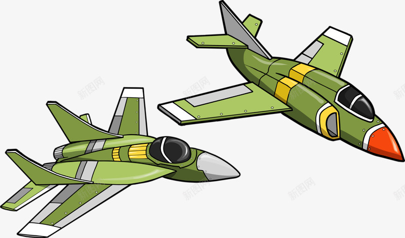 两架军用飞机png免抠素材_88icon https://88icon.com 军队 卡通 绿色 飞机