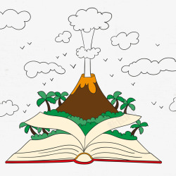 火山背景的一本书素材