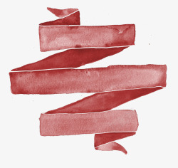 手绘红色折叠丝带素材