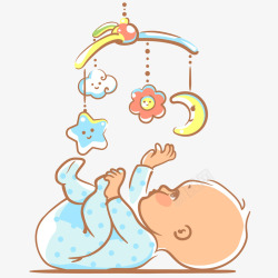 宝宝拿着玩具插画可爱的宝宝插画矢量图高清图片