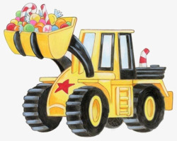 卡通玩具挖掘机糖果素材