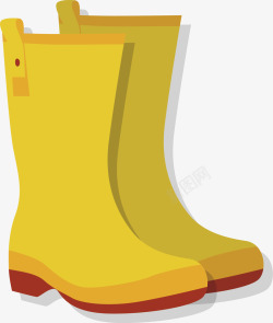 黄色的雨鞋矢量图素材
