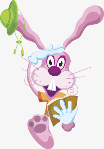 拿着书走路的粉红兔子png免抠素材_88icon https://88icon.com 兔子 卡通 寻找 看书