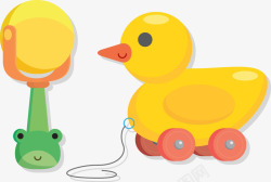 青蛙头像卡通婴儿玩具黄色鸭子摇铃高清图片
