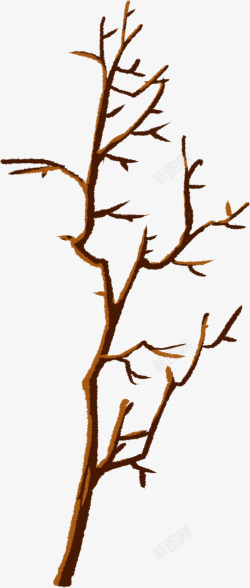 卡通手绘棕色的树枝素材