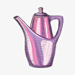手绘咖啡甜品茶壶矢量图素材