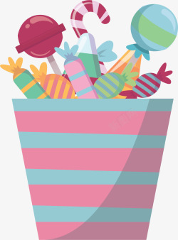 儿童洗澡桶装满糖果的糖果桶矢量图高清图片