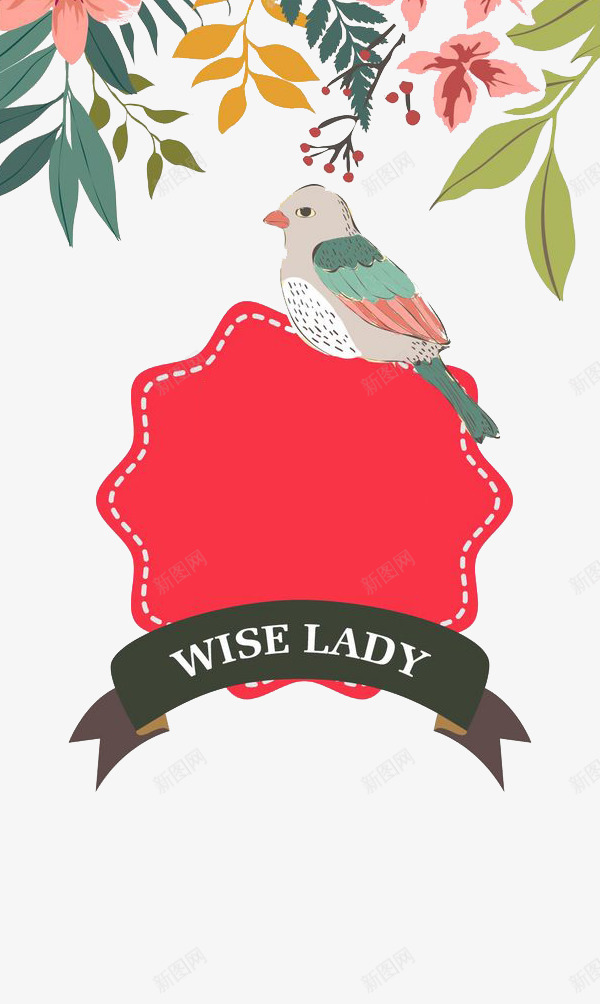 叶子小清新背景png免抠素材_88icon https://88icon.com 叶子 小鸟 植物 红色 背景装饰