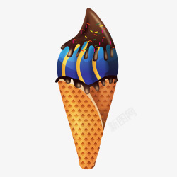 高档夏日巧克力冰淇淋矢量图素材