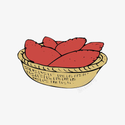 卡通手绘一篮子红薯插画素材