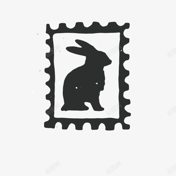 黑白相框兔子png免抠素材_88icon https://88icon.com 黑白锯齿相框兔子