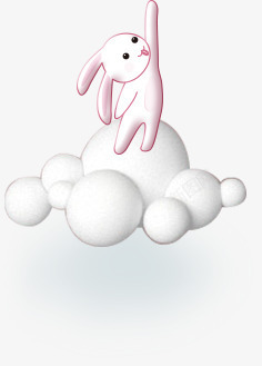 手绘卡通白色兔子效果素材