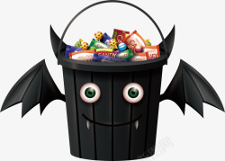 黑色蝙蝠垃圾桶糖果矢量图素材