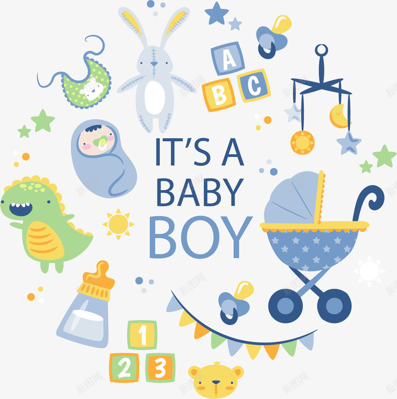 庆祝新生儿诞生海报矢量图ai免抠素材_88icon https://88icon.com 庆祝新生儿 新生儿 是个男孩 男婴 男婴玩具 矢量png 矢量图